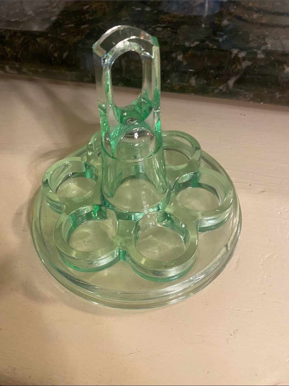 Antique Uranium Shot Glass Caddy